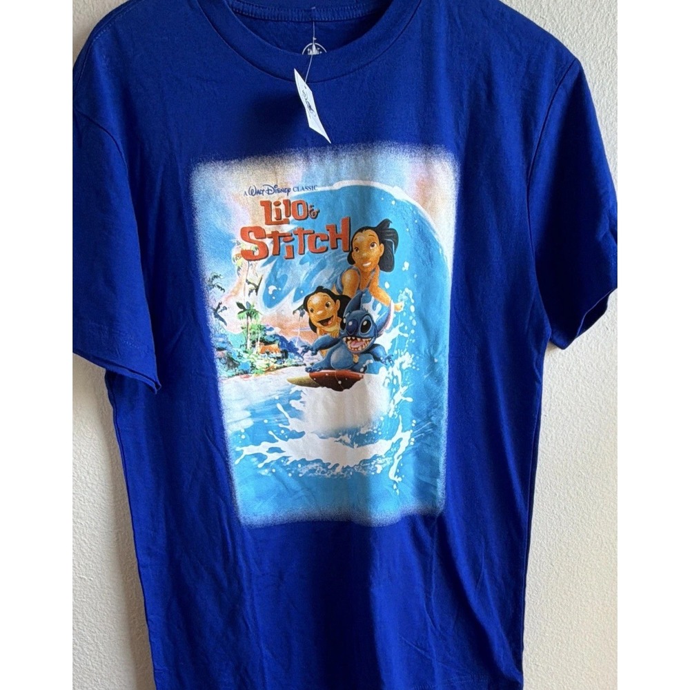 Disney Lilo & Stitch Franchise Blue Graphic T-Shirt Adult Size S